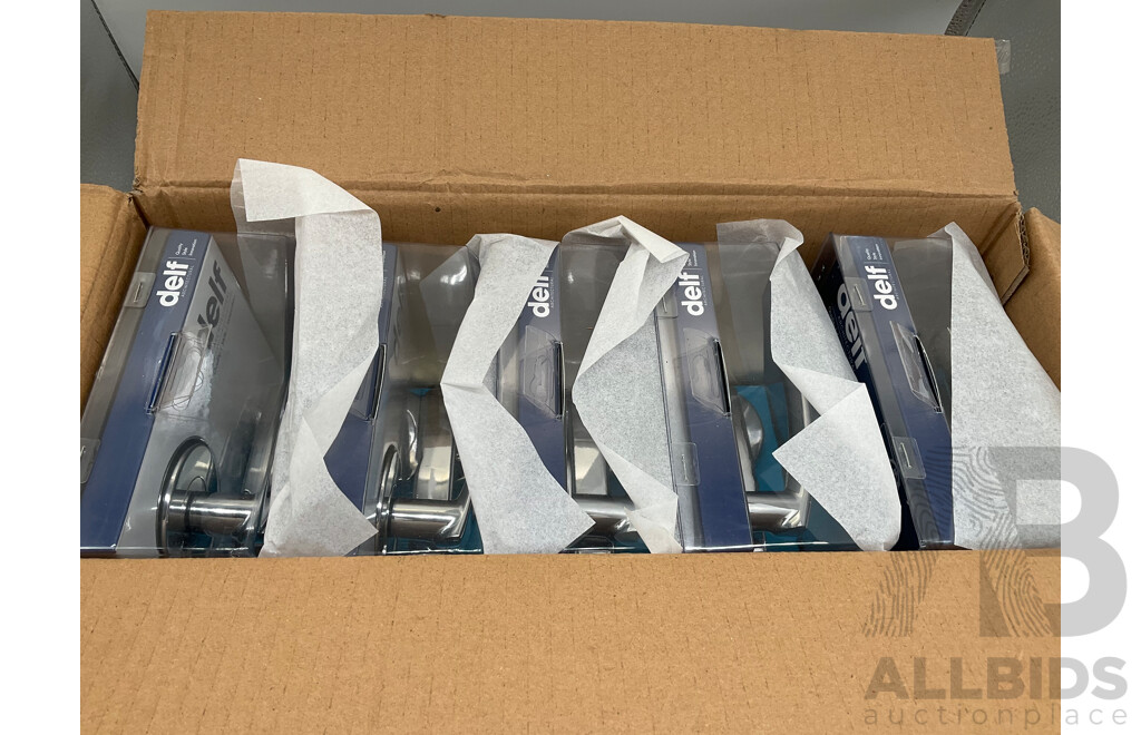 DELF TRADE Liera Privacy Lever Set on Round Rosette Bright Chrome (X5) - Total ORP $499.99