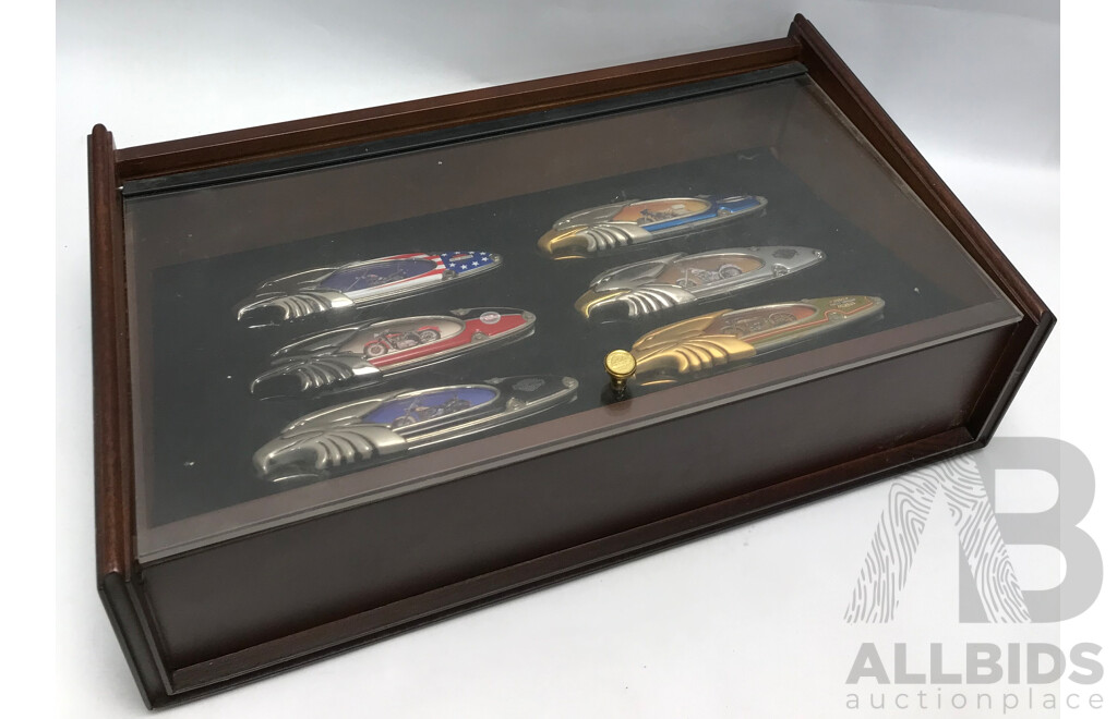 Franklin Mint Collectable Harley Davidson Knife Set of Six with Display Case