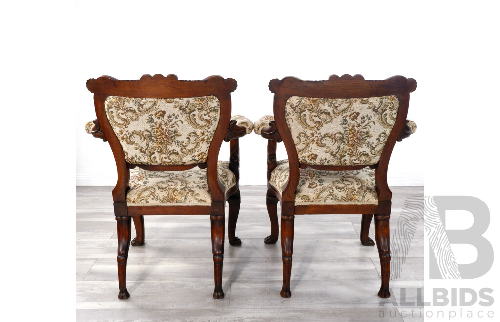 Pair of Antique Oak Carvers