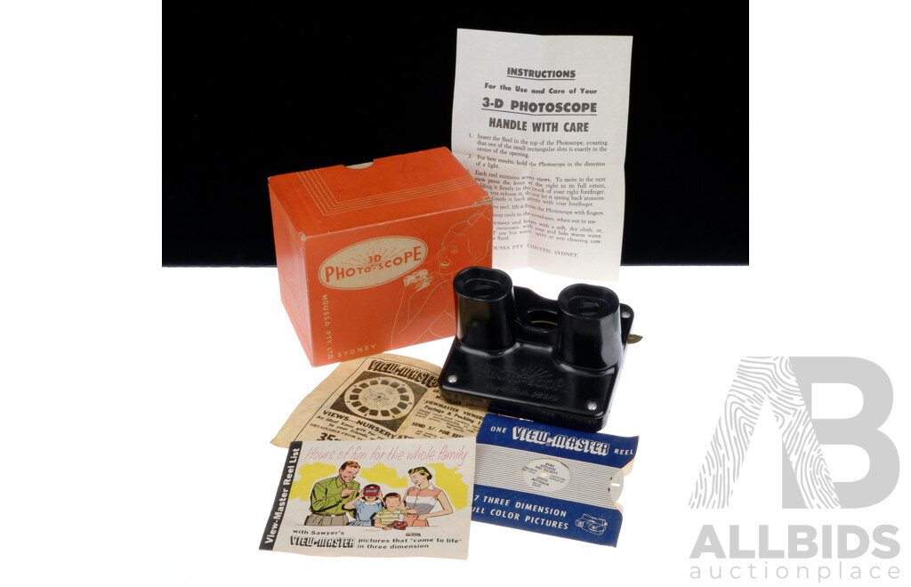 Vintage 3D Photo Scope Viewer by Moussa PTY Sydney in Original Box with Adelaid and Vicinity Disk