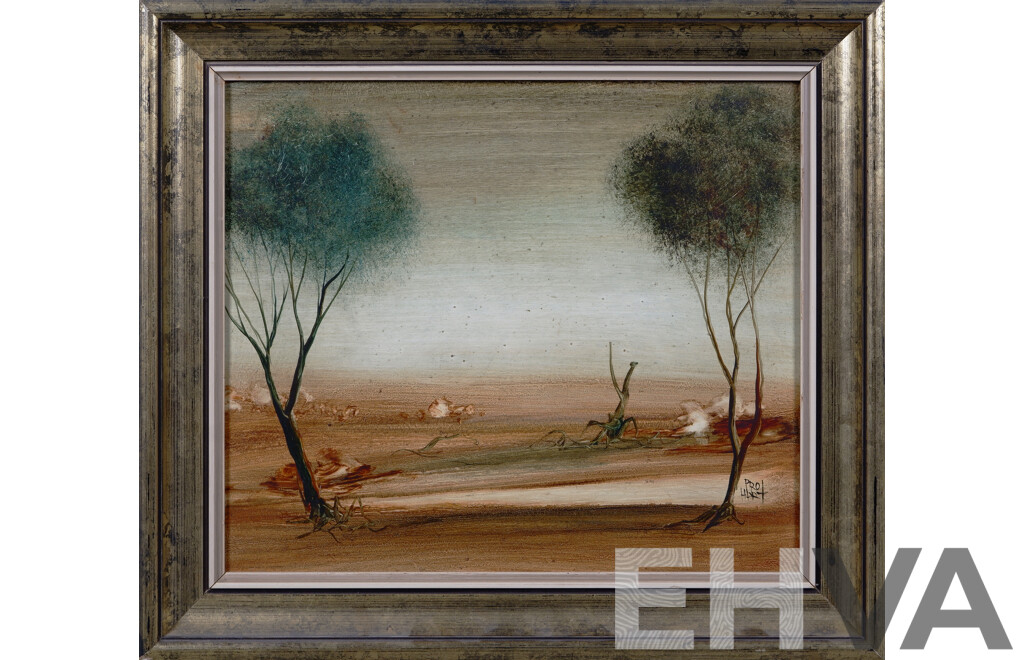Pro Hart (1928-2006), Landscape, Oil on Board