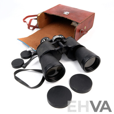 Set Dia Stone GWZ 817 8 X to 17 X X 50 Zoom Binoculars in Leather Case
