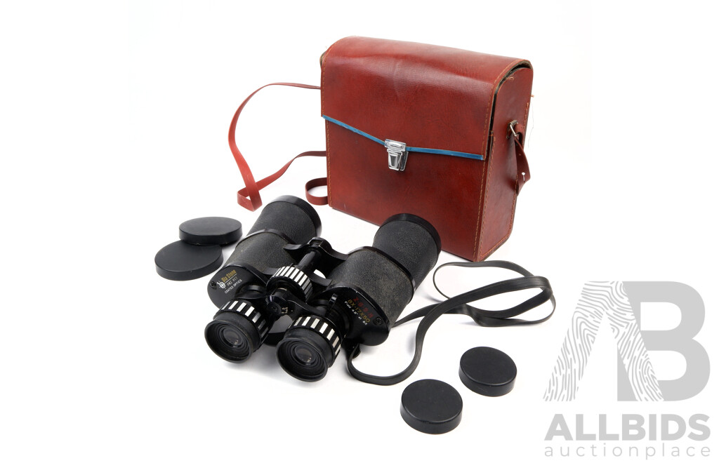 Set Dia Stone GWZ 817 8 X to 17 X X 50 Zoom Binoculars in Leather Case
