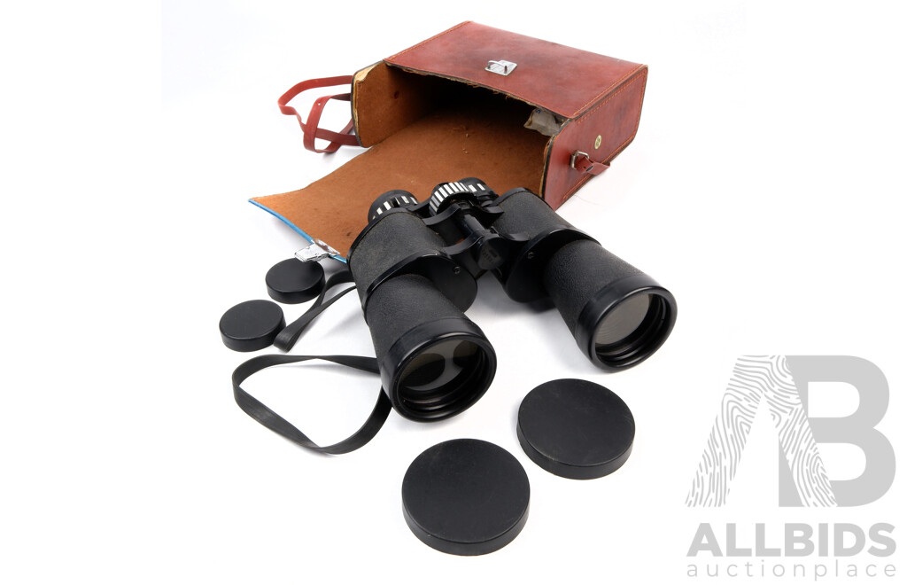 Set Dia Stone GWZ 817 8 X to 17 X X 50 Zoom Binoculars in Leather Case