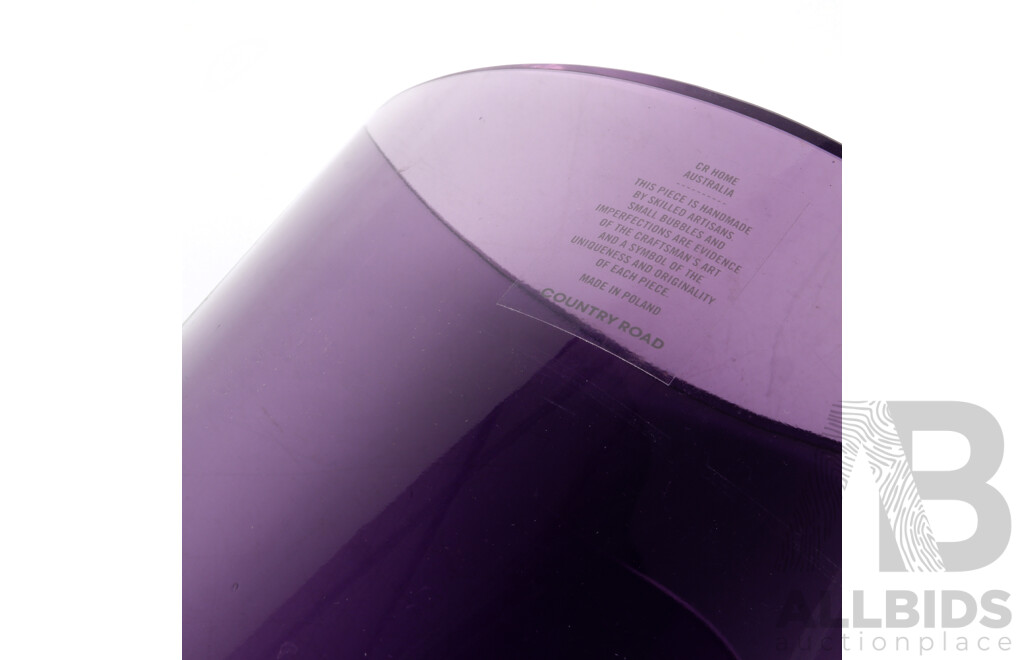 Country Road Home Hand Blown Purple Amethyst Glass Vase with Original Label