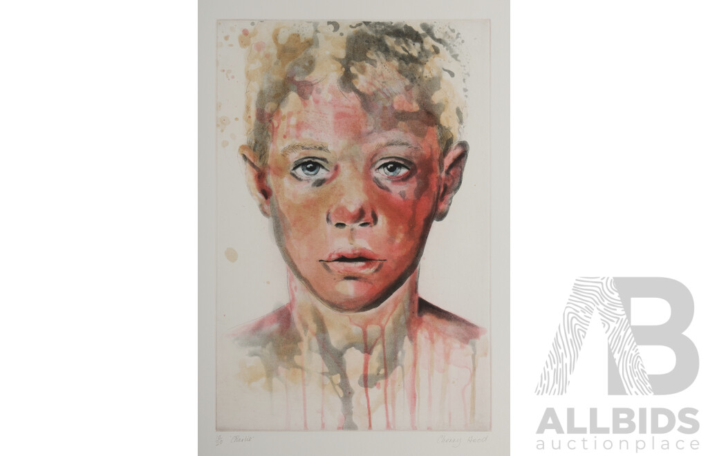 Cherry Hood (b.1950), Charlie, Coloured Etching 