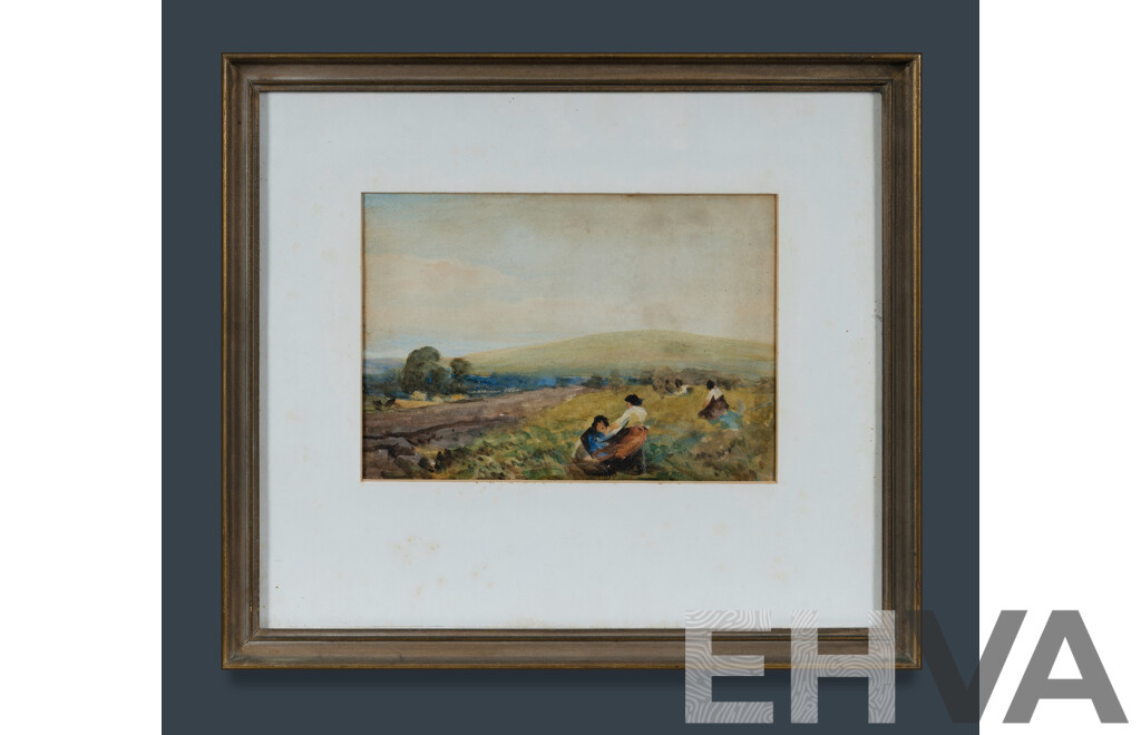 Attrib. John D. Banks (1883-1945), Figures in a Field, Watercolour