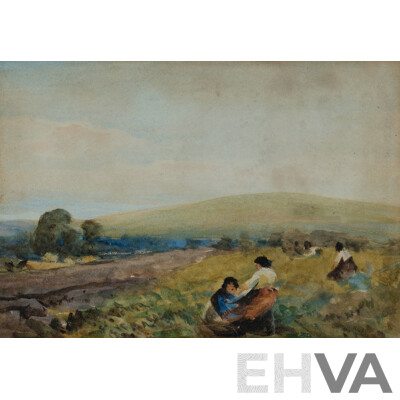 Attrib. John D. Banks (1883-1945), Figures in a Field, Watercolour