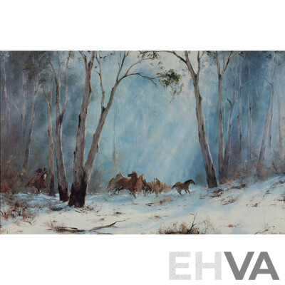 Kevin Best (1932-2012), Brumby Round Up , Print on Canvas (un-numbered edition)