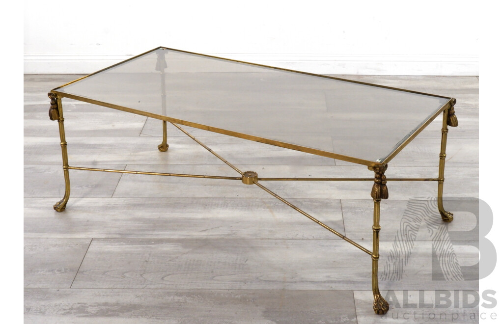 Bamboo Style Brass Glass Top Coffee Table