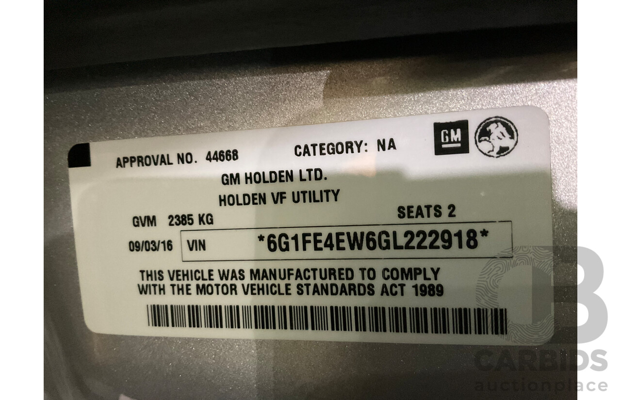 3/2016 Holden Commodore Utility SS-V Redline VF11 Utility Nitrate Silver V8 6.2L - Walkinshaw W407 Package