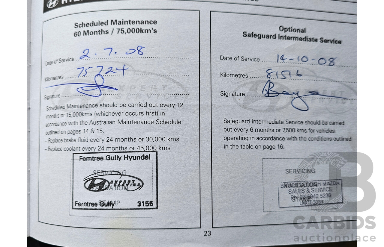 3/2005 Hyundai Tucson   4d Wagon Blue 2.7L