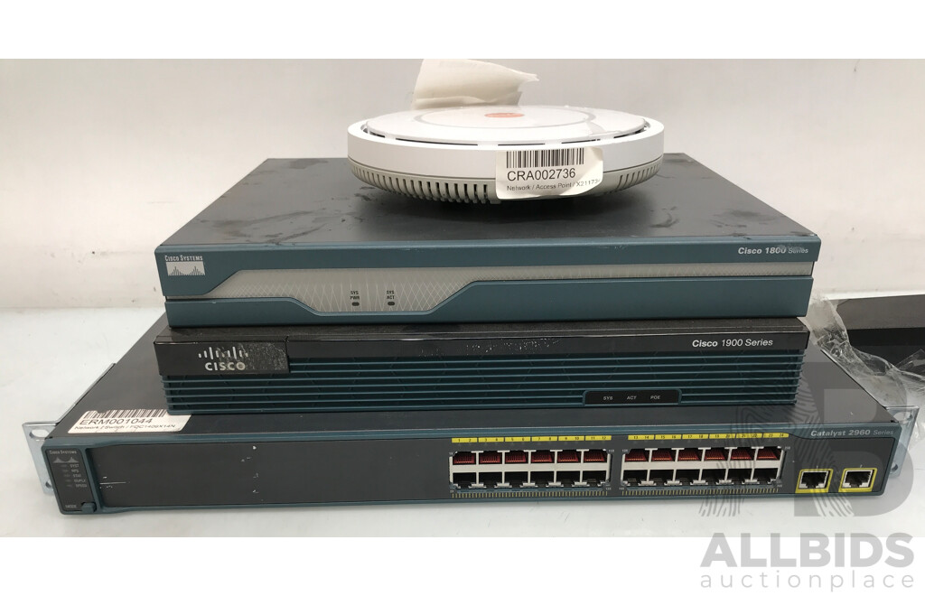 Assorted Cisco Switches, Polycom RealPresence 8500 Conference Phone, and Xirrus Wi-Fi Access Point - Lot of 5