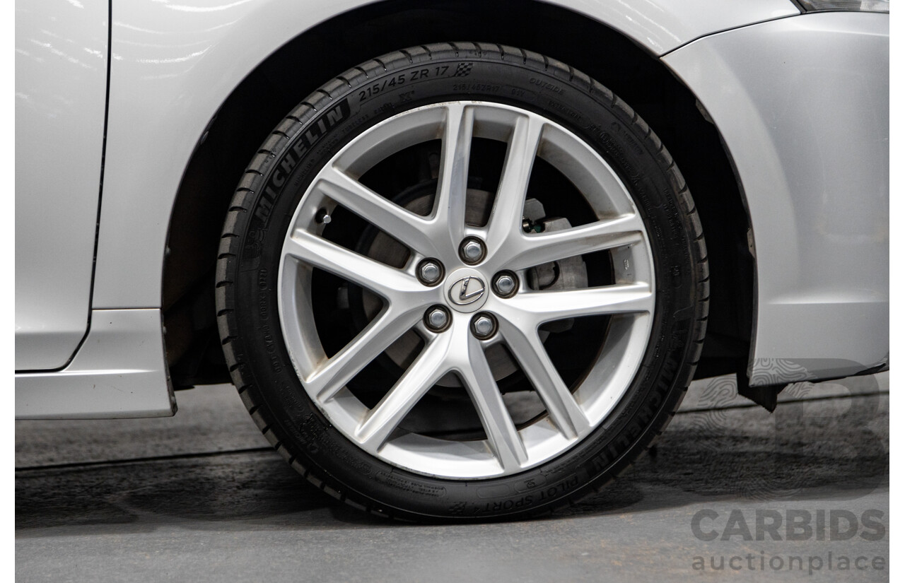 02/2015 Lexus CT 200H Hybrid Sports Luxury ZWA10R MY15 5D Hatchback Metallic Silver 1.8L