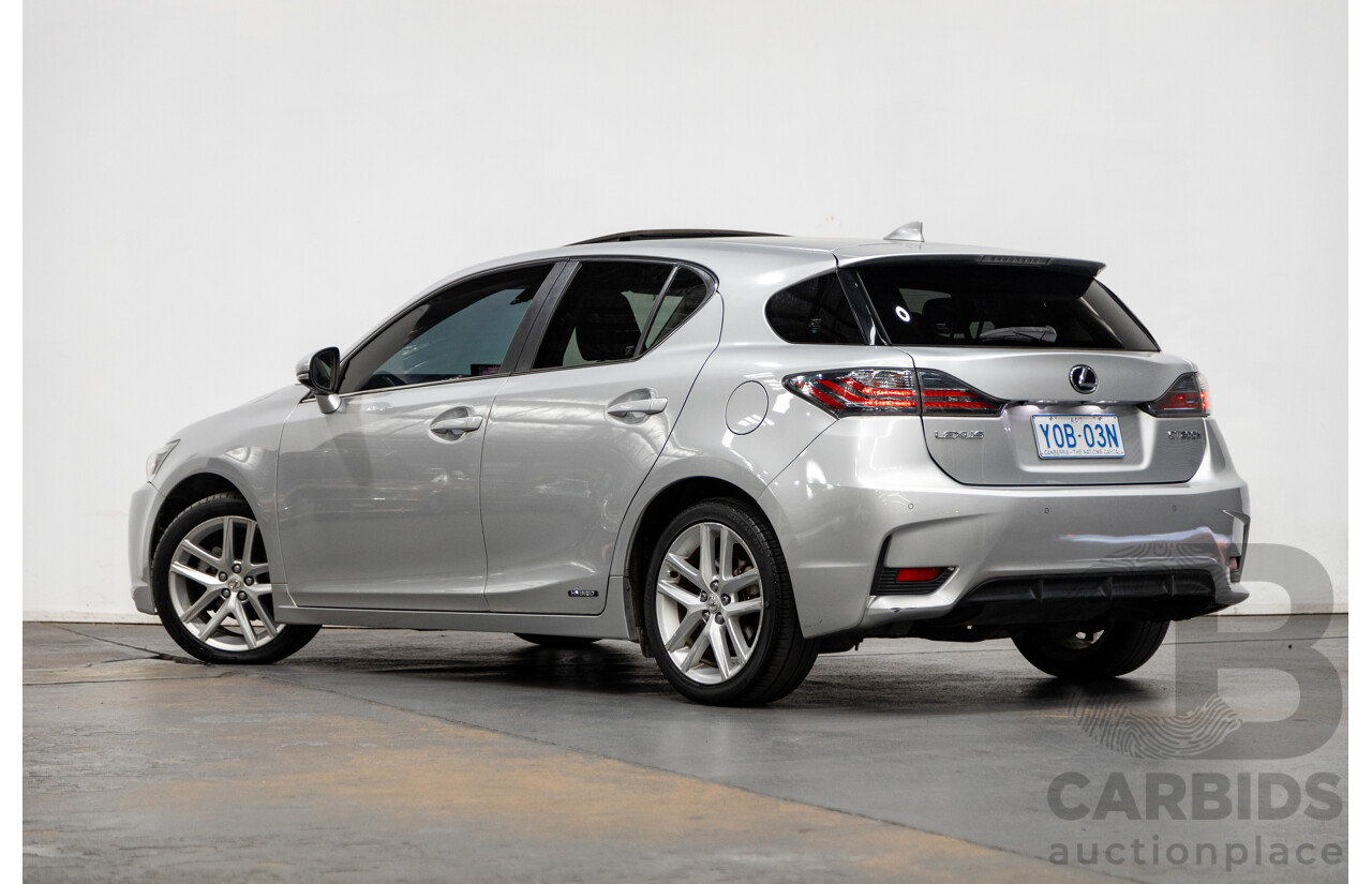 02/2015 Lexus CT 200H Hybrid Sports Luxury ZWA10R MY15 5D Hatchback Metallic Silver 1.8L