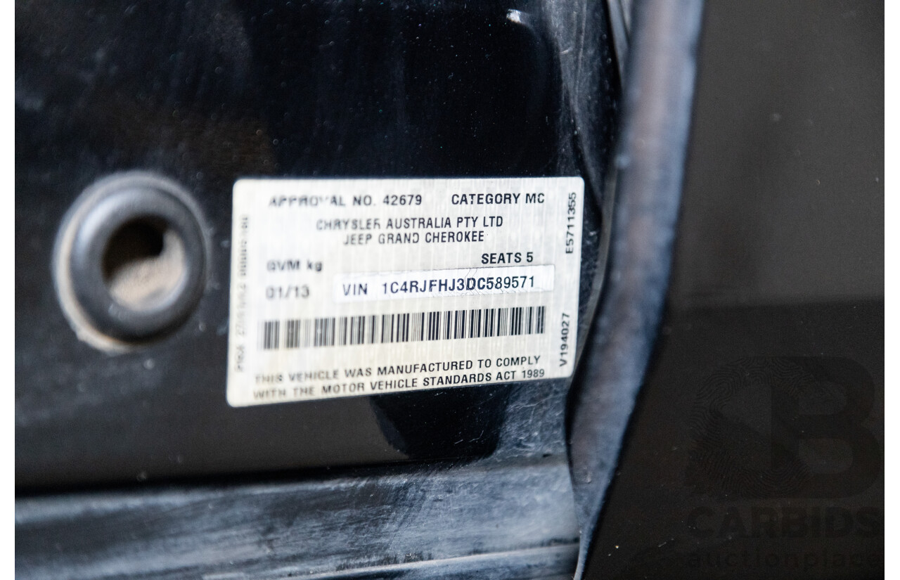 01/2013 Jeep Grand Cherokee SRT 8 Vapour Edition (AWD) WK MY13 4D Wagon Brilliant Black V8 6.4L