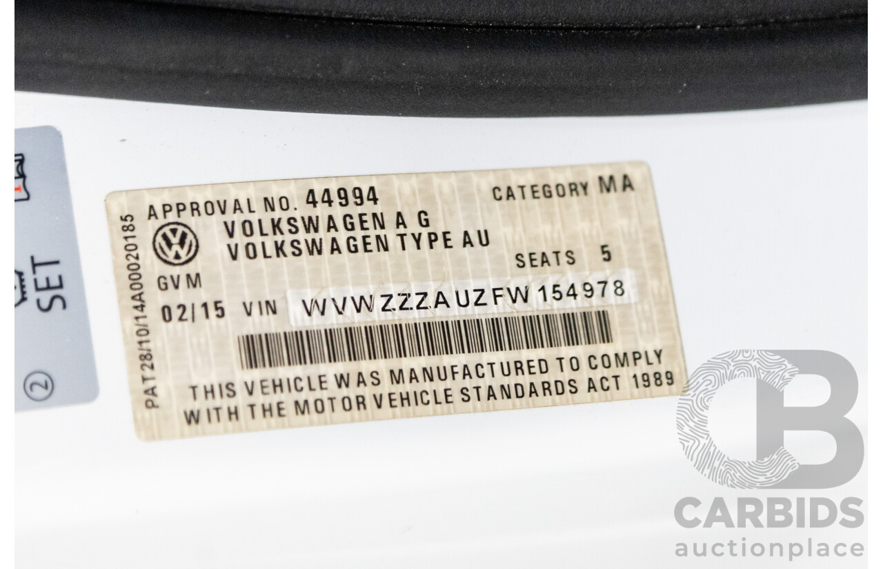 02/2015 Volkswagen Golf R (AWD) MK7 AU MY15 5D Hatchback White Turbo 2.0L