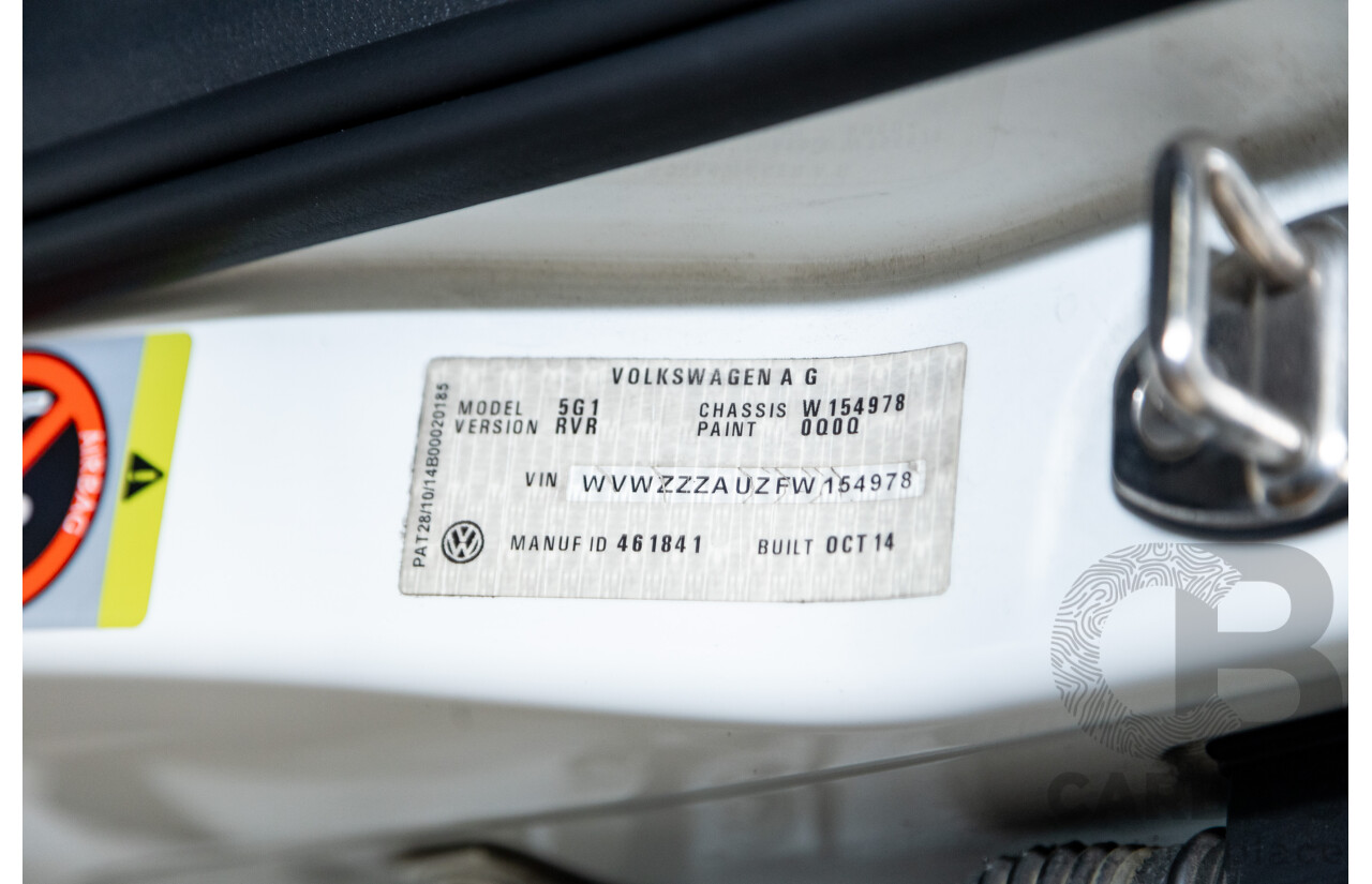 02/2015 Volkswagen Golf R (AWD) MK7 AU MY15 5D Hatchback White Turbo 2.0L