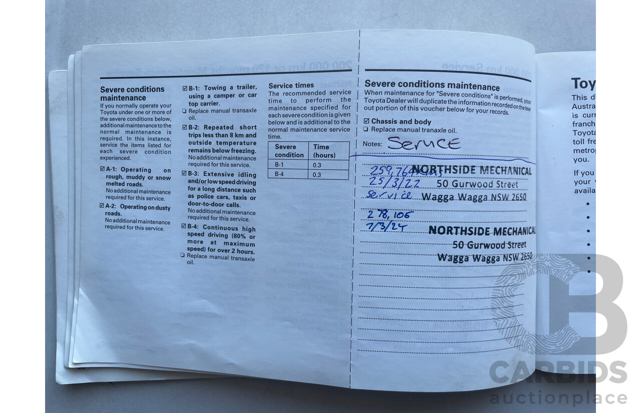 07/2000 Toyota Camry TOURING FWD MCV20R 4D Sedan White 3.0L