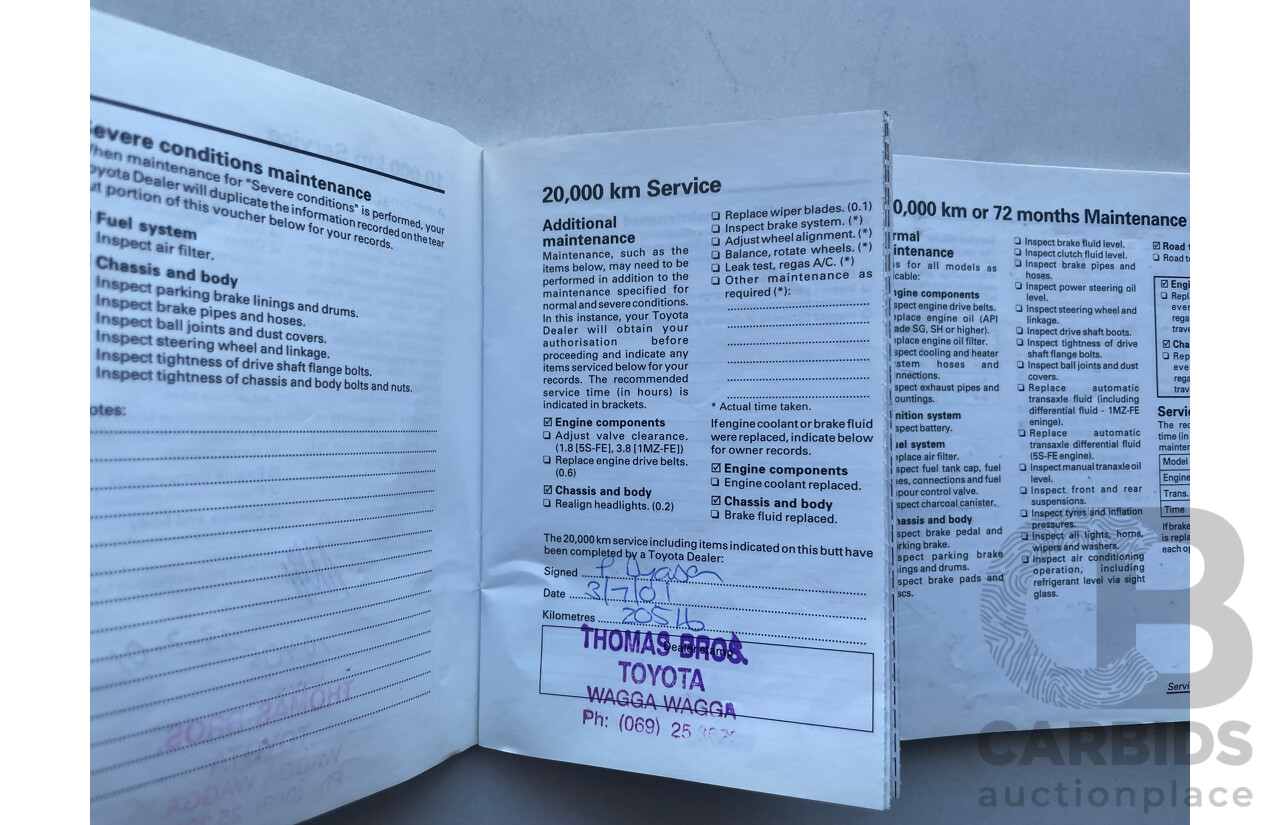 07/2000 Toyota Camry TOURING FWD MCV20R 4D Sedan White 3.0L