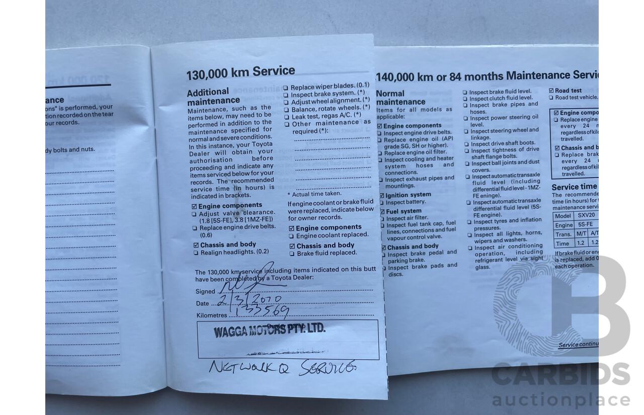 07/2000 Toyota Camry TOURING FWD MCV20R 4D Sedan White 3.0L