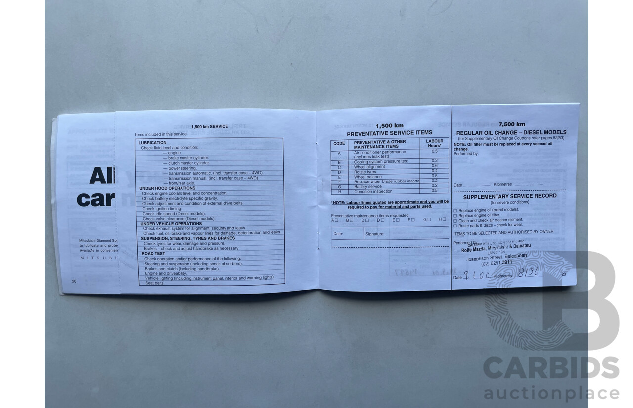 04/2000 Mitsubishi Lancer GLXi FWD CE 4D Sedan Red 1.8L