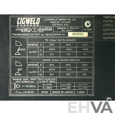 Cigweld Transtig 300AC/DC Professional Series TIG Welder