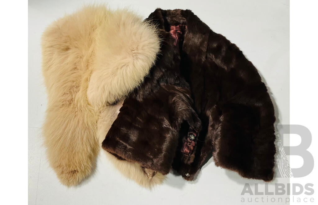 White Fur Stole by Cornelius Sydney Along with Another Fur Stole