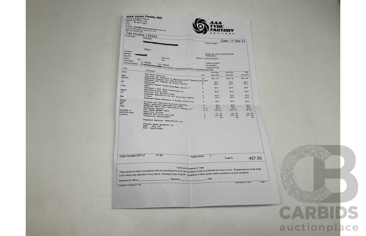 11/2019 Lexus NX300 F-Sport (AWD) AGZ10R MY20 4d Wagon Metallic Grey Turbo 2.0L