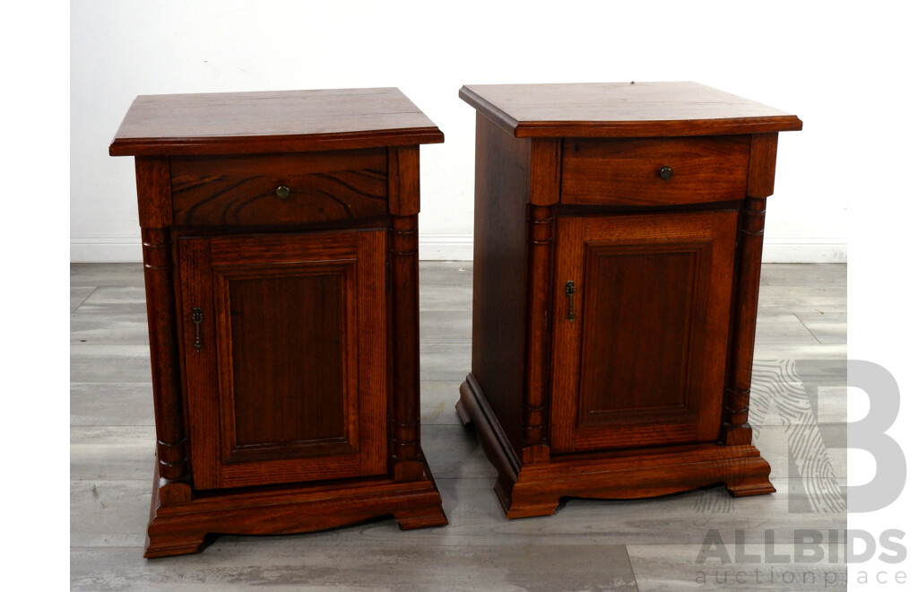 Pair Of Oak Single Door Bedside Cabinets by Wentworth Furniture