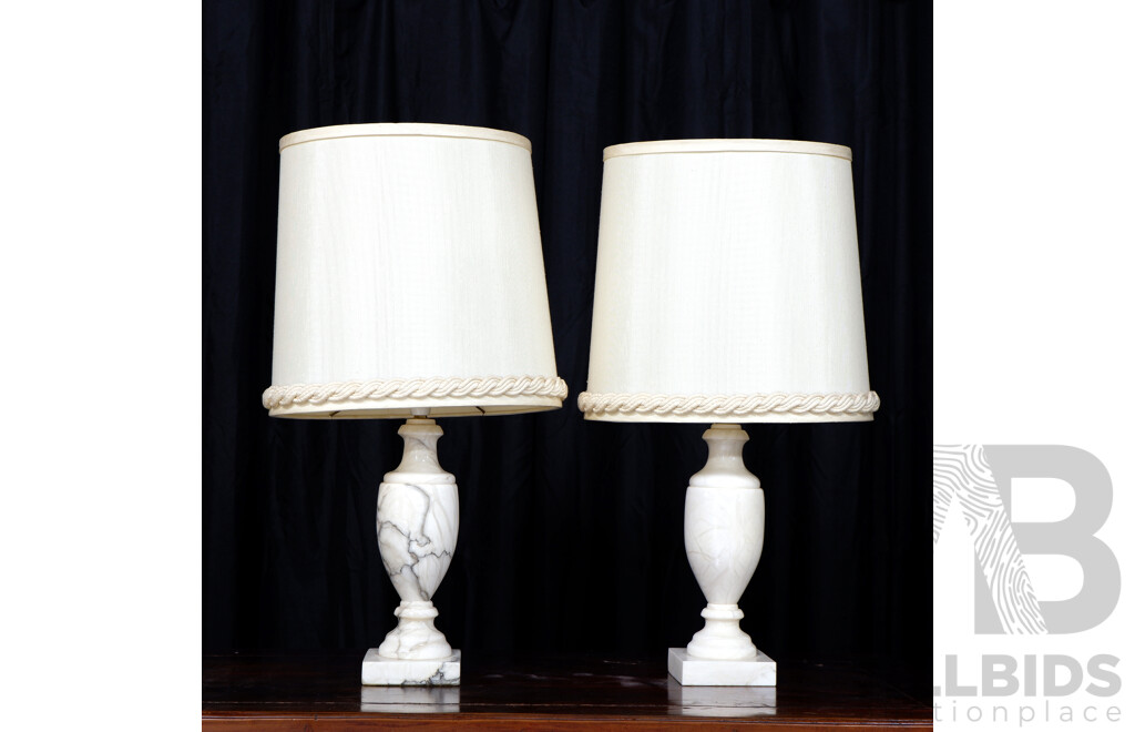 Pair of Turned Marble Table Lamps