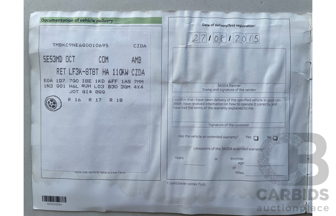 07/2015 Skoda Octavia 110 TSI AMBITION FWD NE MY16 4D Wagon Red 1.4L