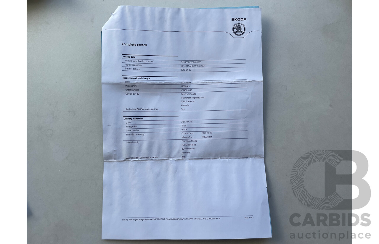 07/2015 Skoda Octavia 110 TSI AMBITION FWD NE MY16 4D Wagon Red 1.4L