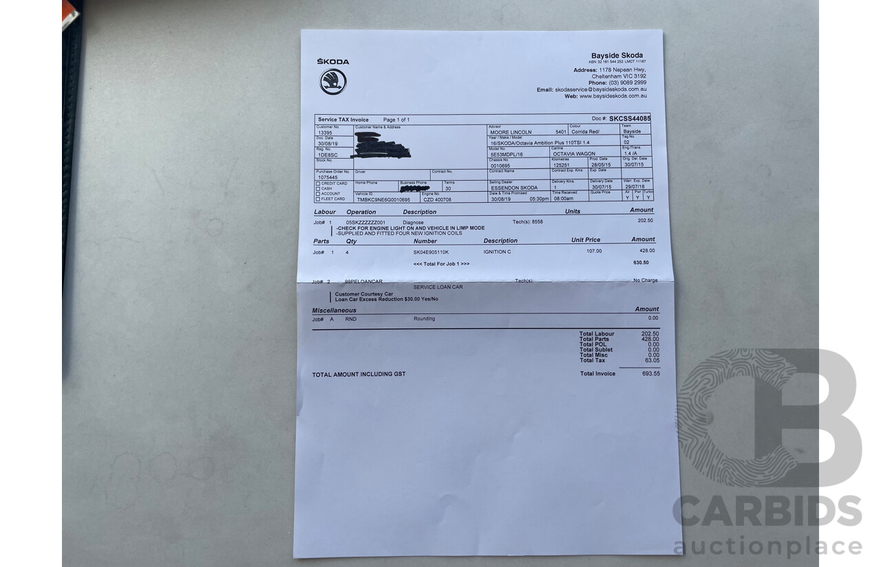 07/2015 Skoda Octavia 110 TSI AMBITION FWD NE MY16 4D Wagon Red 1.4L