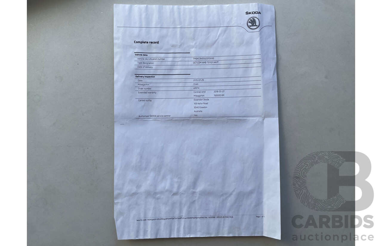 07/2015 Skoda Octavia 110 TSI AMBITION FWD NE MY16 4D Wagon Red 1.4L