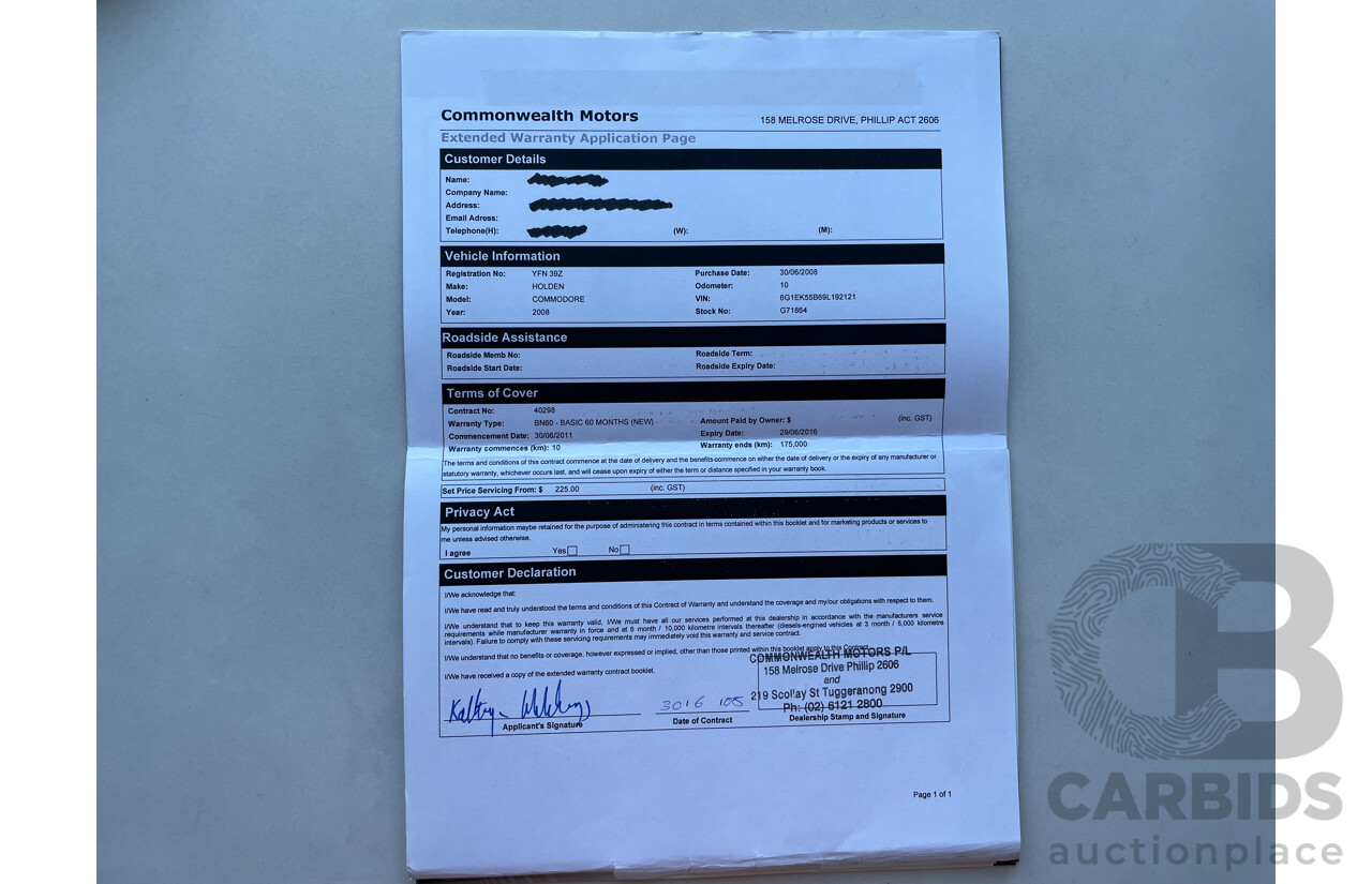 06/2008 Holden Commodore LUMINA RWD  4D Sedan Red 3.6L