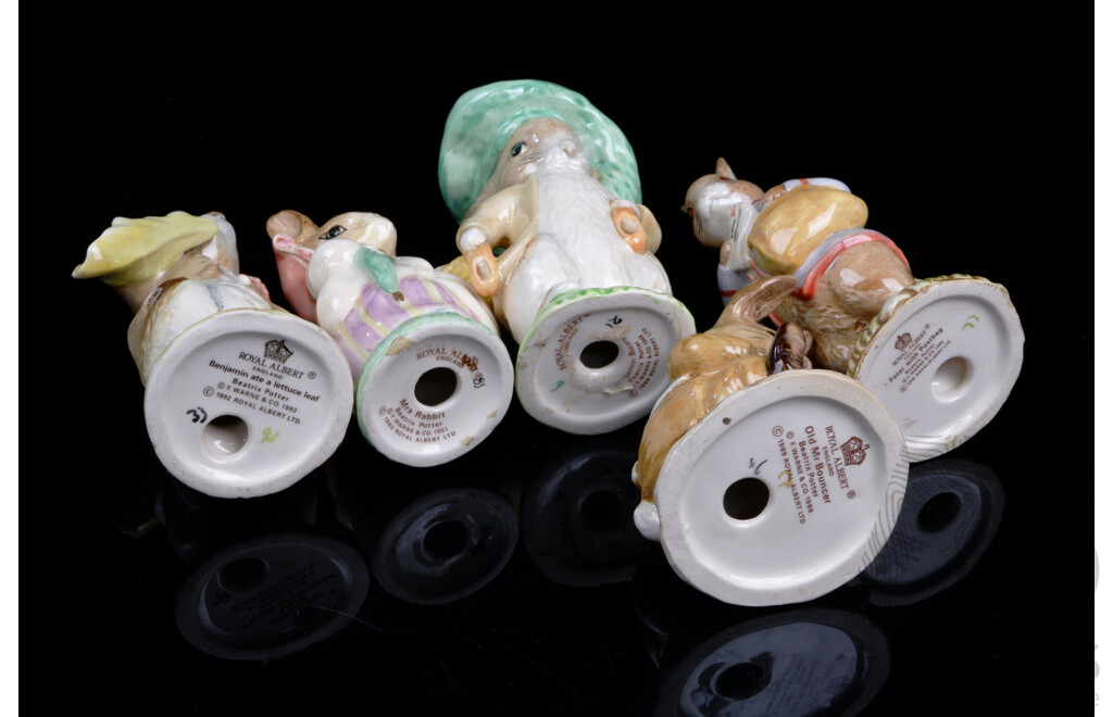 Collection Five Royal Albert Porcelain Beatrix Potter Rabbit Figures