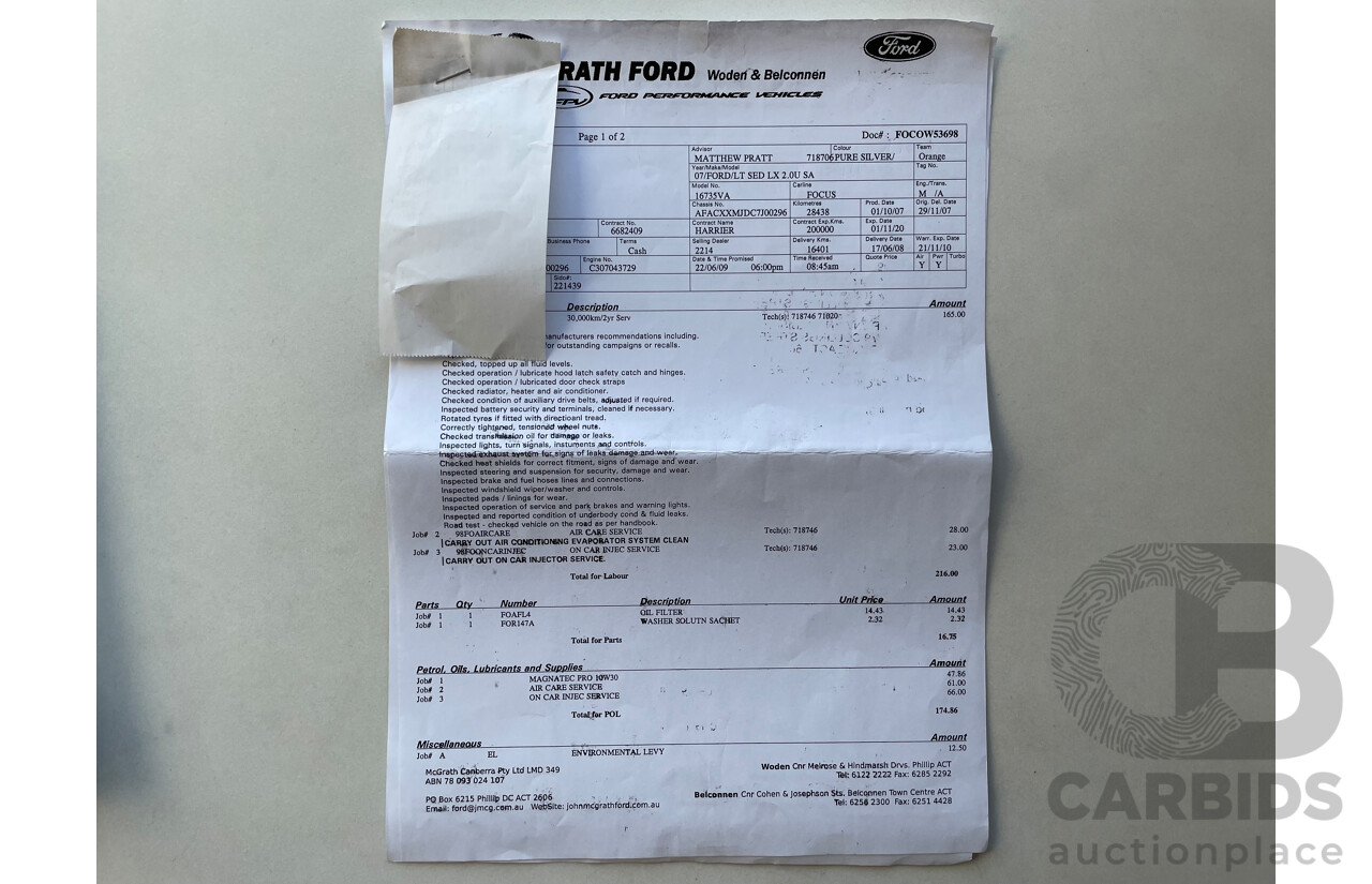 11/2007 Ford Focus LX FWD LT 4D Sedan Silver 2.0L