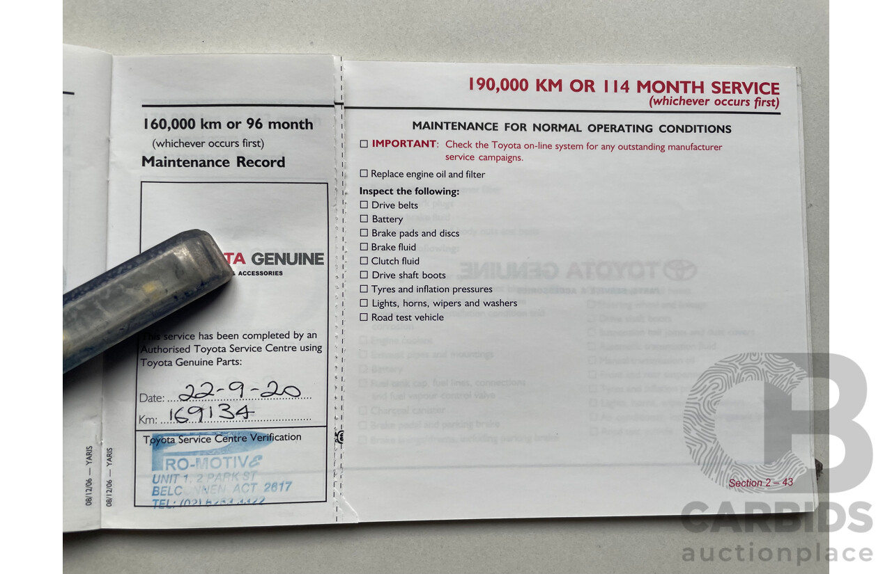 09/2007 Toyota Yaris YRS FWD NCP91R 5D Hatchback Silver 1.5L