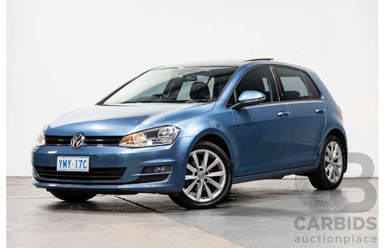 6/2014 Volkswagen Golf 110 TDI Highline AU MK7 MY14.5 5d Hatchback Pacific Blue Metallic Turbo Diesel 2.0L
