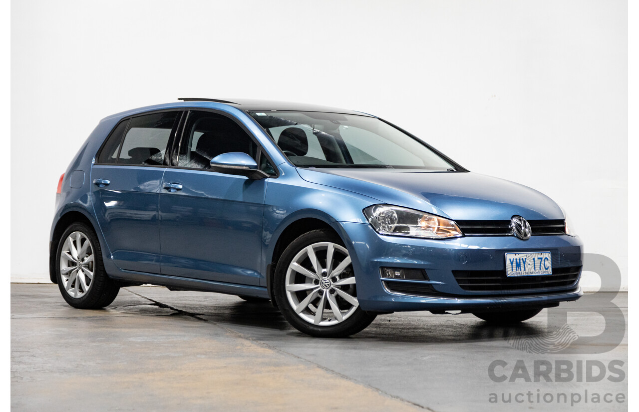 6/2014 Volkswagen Golf 110 TDI Highline AU MK7 MY14.5 5d Hatchback Pacific Blue Metallic Turbo Diesel 2.0L