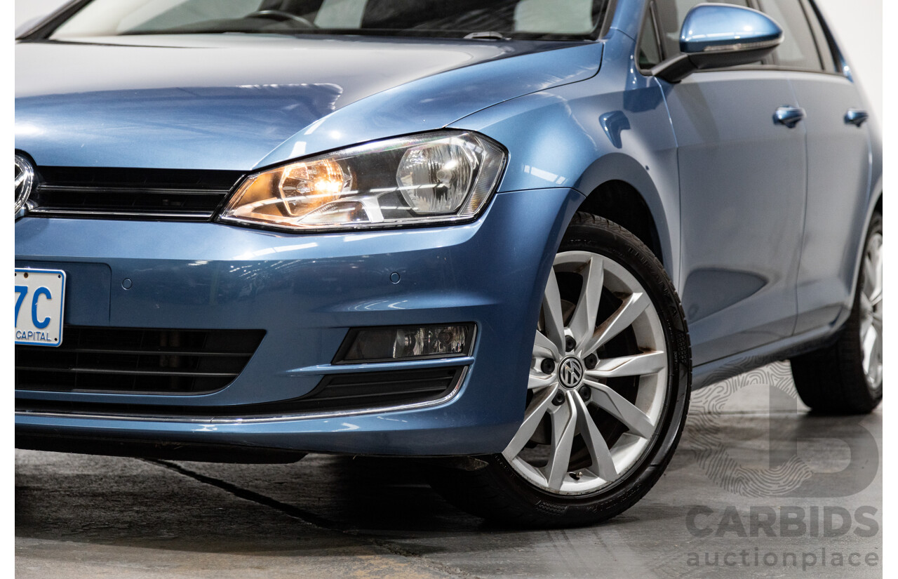 6/2014 Volkswagen Golf 110 TDI Highline AU MK7 MY14.5 5d Hatchback Pacific Blue Metallic Turbo Diesel 2.0L