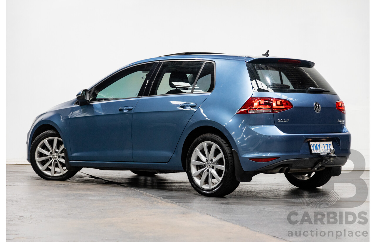 6/2014 Volkswagen Golf 110 TDI Highline AU MK7 MY14.5 5d Hatchback Pacific Blue Metallic Turbo Diesel 2.0L