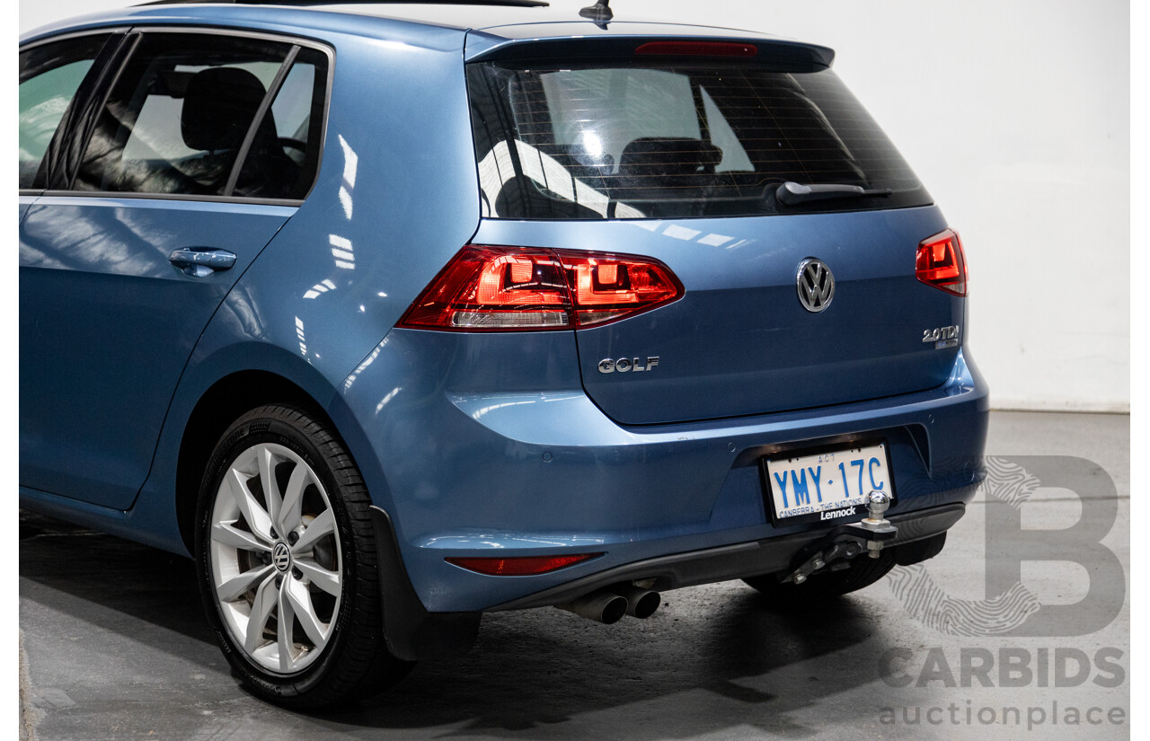 6/2014 Volkswagen Golf 110 TDI Highline AU MK7 MY14.5 5d Hatchback Pacific Blue Metallic Turbo Diesel 2.0L