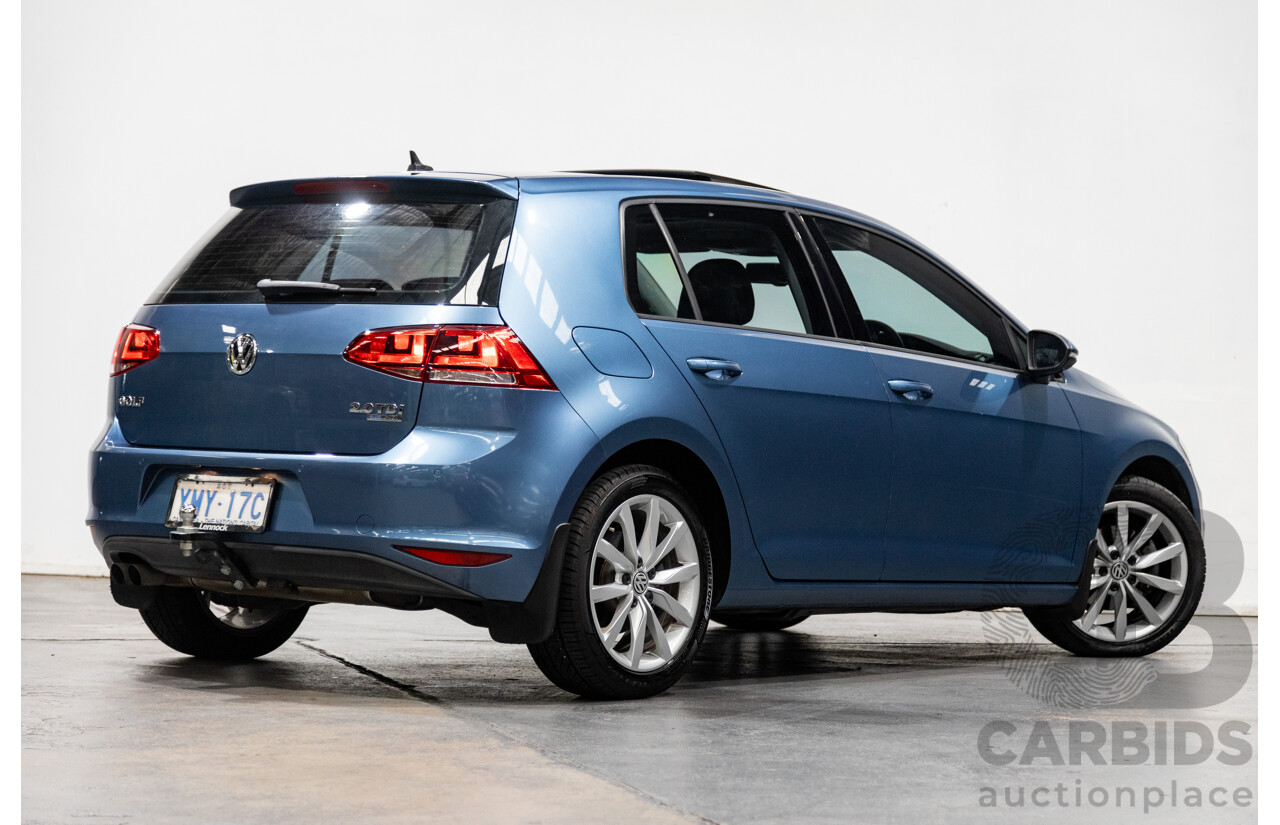 6/2014 Volkswagen Golf 110 TDI Highline AU MK7 MY14.5 5d Hatchback Pacific Blue Metallic Turbo Diesel 2.0L