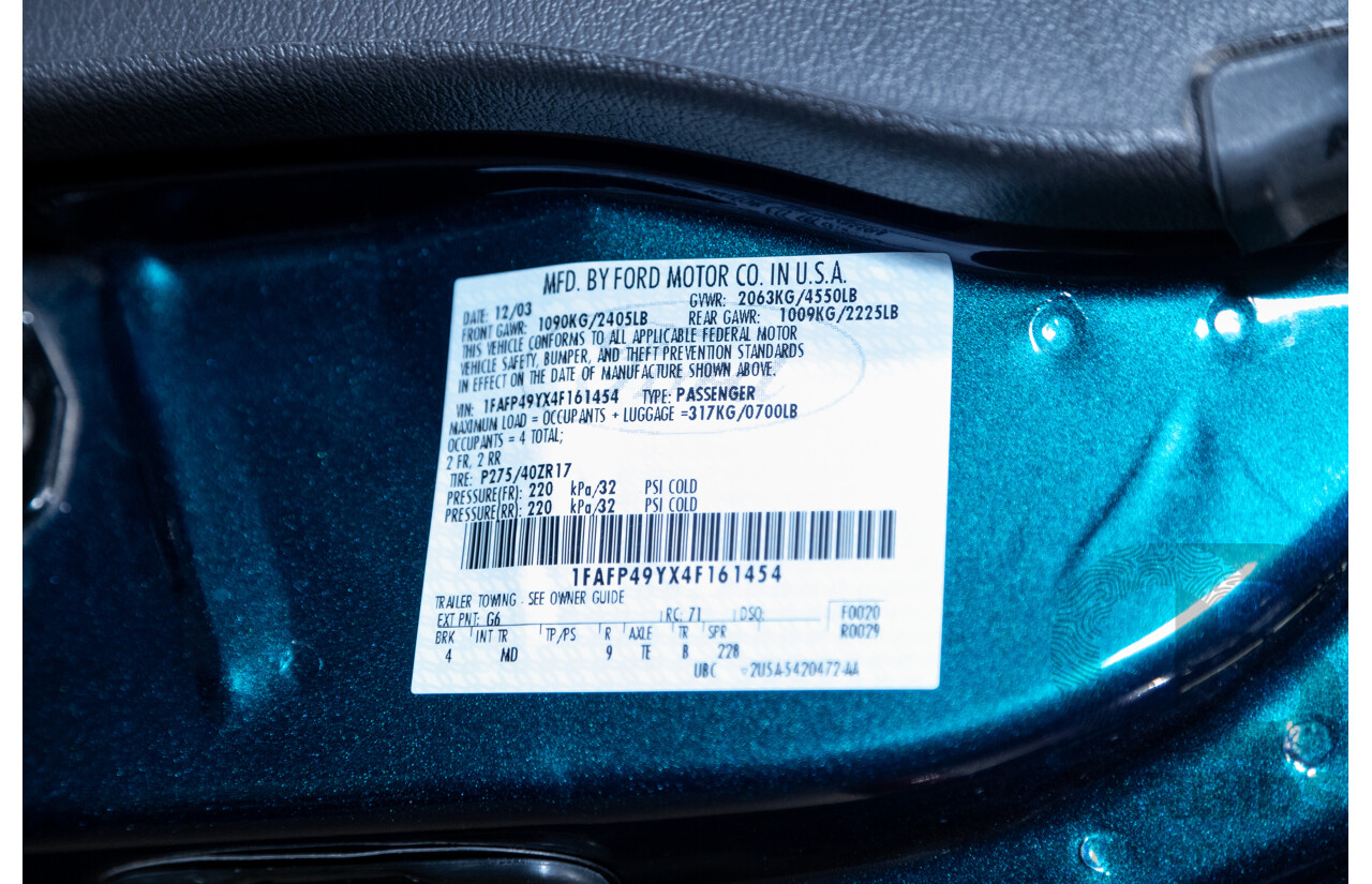 3/2004 Ford Mustang Cobra SVT 2d Convertible Mystichrome Metallic Supercharged V8 4.6L