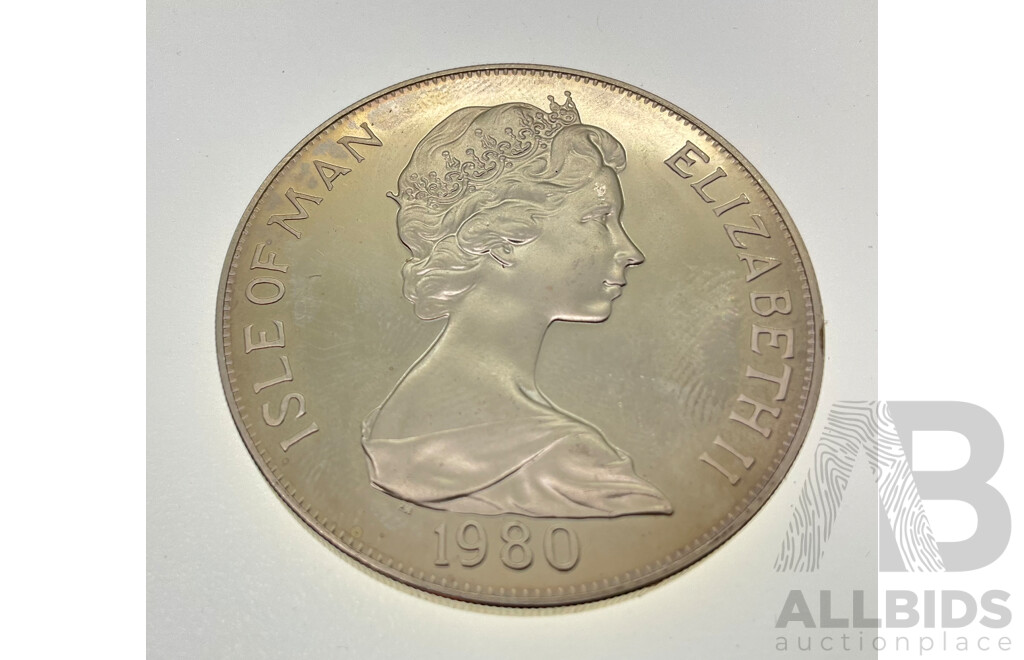 Isle of Man 1980 Silver One Crown Coin, Queen Mother Birthday .925