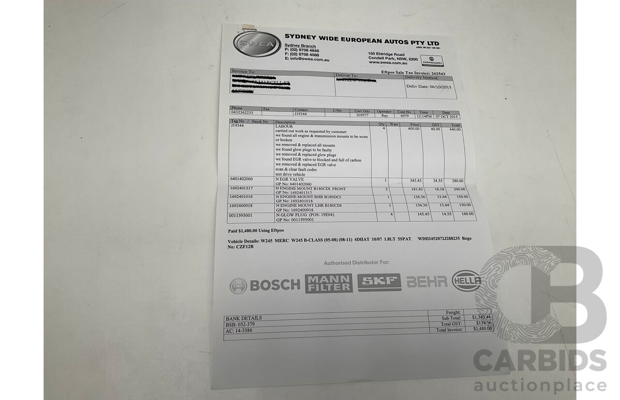 10/2007 Mercedes Benz B180 CDI 245 07 Upgrade 5d Hatchback Polar Silver Metallic Turbo Diesel 2.0L