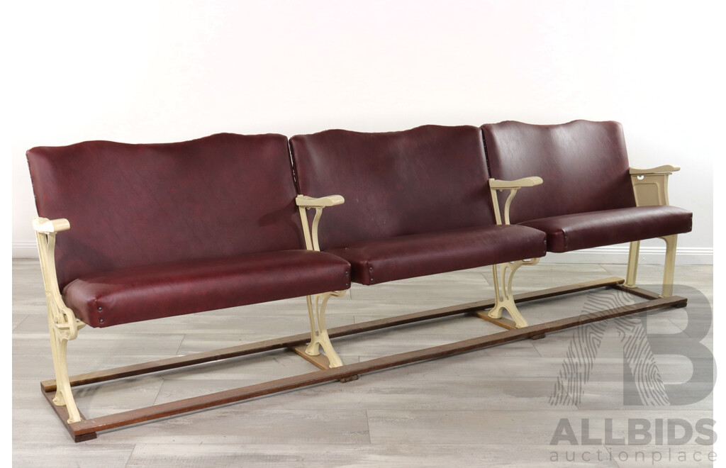 Bank of Six Vintage Folding Theatre Seats, Former Olympia Theatre Bombala