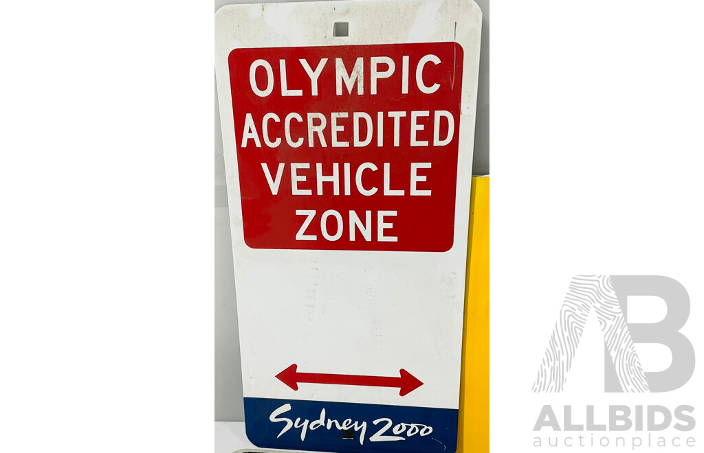 Collection of Sydney Olympics 2000 Memorabilia Including Traffic Signs, Open and Closing Ceremonies Commemorative Books and More